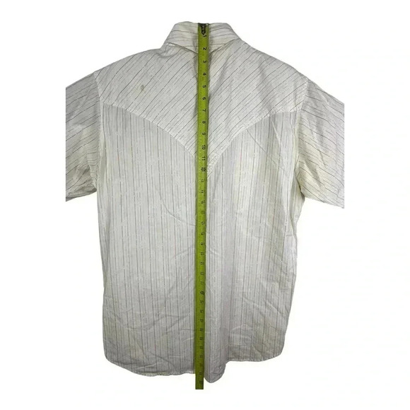 Express Rider Pearl Snap Shirt Mens Western Button Up Striped White Blue Size M - Picture 10 of 12